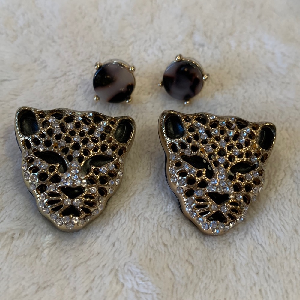 Leopard earrings with studs